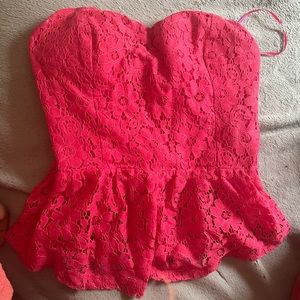 floral strapless shirt